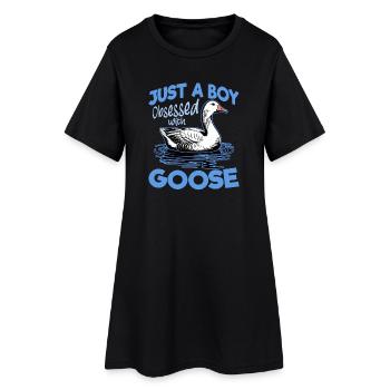 Funny Bird Goose - Frauen T-Shirt-Kleid - Schwarz - Vorne