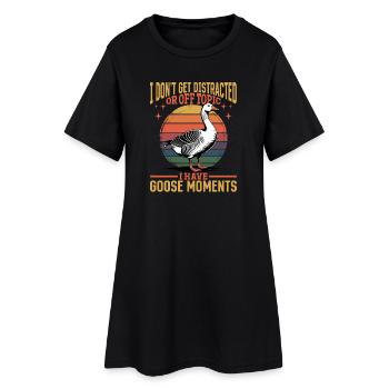 Funny Bird Goose - Frauen T-Shirt-Kleid - Schwarz - Vorne