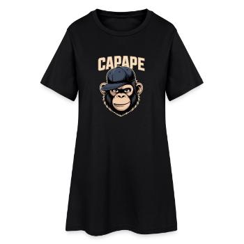 CAPAPE Monkey with Cap Streetstyle Urban Vibe - Women’s T-Shirt Dress - black - Front