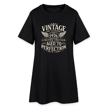 Millésime 1976 Vintage Born Rétro Anniversaire - Robe T-shirt Femme - noir - Devant