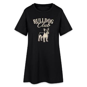 Bulldog Club Illustration - Frauen T-Shirt-Kleid - Schwarz - Vorne