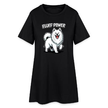 Samoyède Fluff Power Sourire Chien Moelleux - Robe T-shirt Femme - noir - Devant