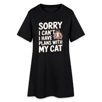 Tut mir leid, dass ich keine Pläne mit meiner Katze haben kann - Frauen T-Shirt-Kleid - Schwarz - Vorne