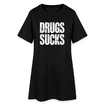 Slogan anti-drogue en gros caractères - Robe T-shirt Femme - noir - Devant