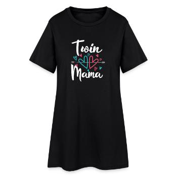 Maman jumelle Grossesse Maman de jumeaux - Robe T-shirt Femme - noir - Devant