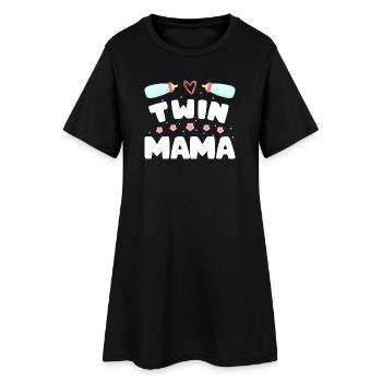Maman jumelle Grossesse Maman de jumeaux - Robe T-shirt Femme - noir - Devant