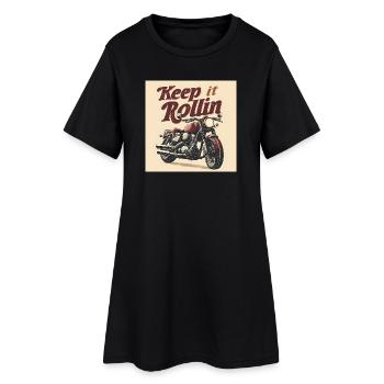 Keep it Rollin’ – Minimalist Typography - Frauen T-Shirt-Kleid - Schwarz - Vorne