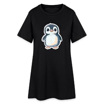 Pinguin - Frauen T-Shirt-Kleid - Schwarz - Vorne