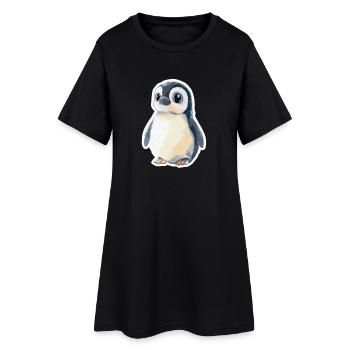 Pinguin - Frauen T-Shirt-Kleid - Schwarz - Vorne