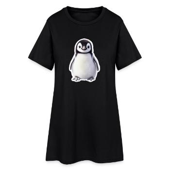 Pinguin - Frauen T-Shirt-Kleid - Schwarz - Vorne