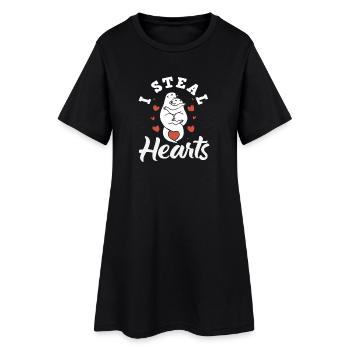 Sea Otter Cartoon Hearts - Women’s T-Shirt Dress - black - Front