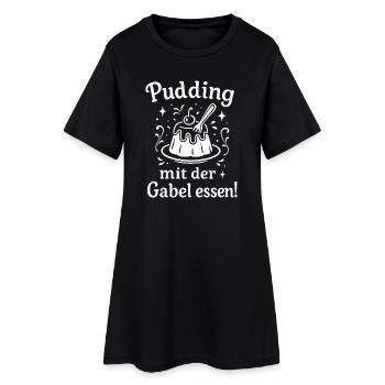 Pudding mit der Gabel Essen - Frauen T-Shirt-Kleid - Schwarz - Vorne