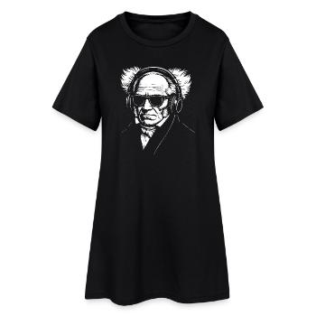 Vintage Schopenhauer Deutscher Philosoph Porträt - Frauen T-Shirt-Kleid - Schwarz - Vorne
