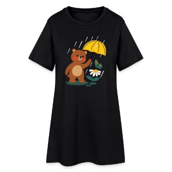 Bear with umbrella - Women’s T-Shirt Dress - black - Front