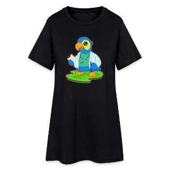Papagei Arzt Stethoskop - Frauen T-Shirt-Kleid - Schwarz - Vorne