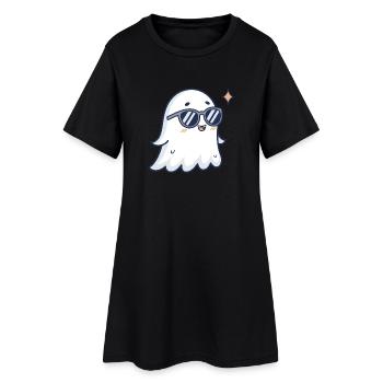 Schickes Gespenst mit Brille - Frauen T-Shirt-Kleid - Schwarz - Vorne
