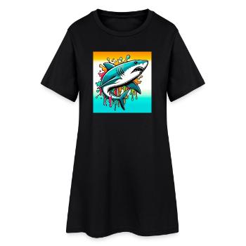 Requin - Robe T-shirt Femme - noir - Devant