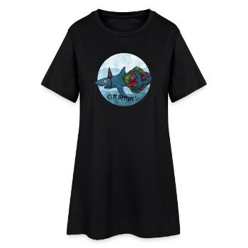 Requin d’anniversaire avec cadeau - Robe T-shirt Femme - noir - Devant