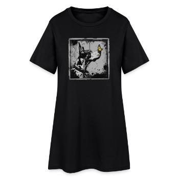Funny Great Dane and Butterfly - Women’s T-Shirt Dress - black - Front