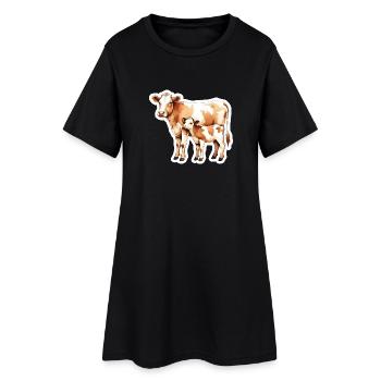 Amour de la vache – Mère et veau - Robe T-shirt Femme - noir - Devant