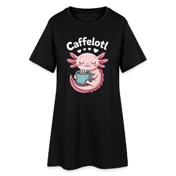 Caffelotl Axolotl Coffee Kawaii Funny - Women’s T-Shirt Dress - black - Front