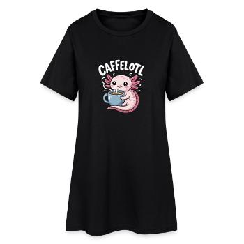 Caffelotl Axolotl Mit Kaffee Koffein Humor - Frauen T-Shirt-Kleid - Schwarz - Vorne