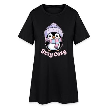Penguin Stay Cozy - Motif d’hiver mignon - Robe T-shirt Femme - noir - Devant