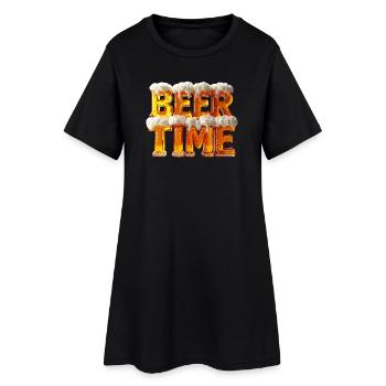 Beer Time – 3D Bierglas-Buchstaben mit Schaum - Frauen T-Shirt-Kleid - Schwarz - Vorne