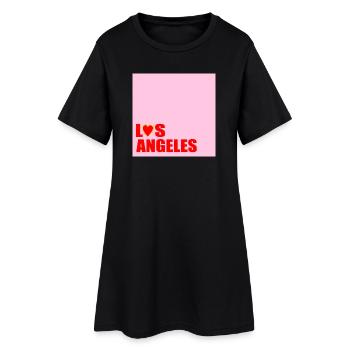 HERZ LOS ANGELES USA - Frauen T-Shirt-Kleid - Schwarz - Vorne