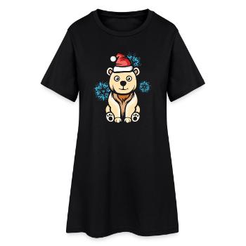 Ours polaire de Noël avec des flocons de neige - Robe T-shirt Femme - noir - Devant