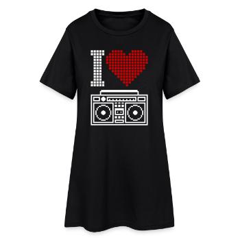 I Love Ghettoblaster – 80er Old School Musik - Frauen T-Shirt-Kleid - Schwarz - Vorne