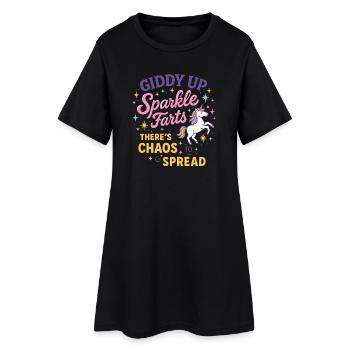 Schwindlig Glitzerndes Fürzchaos breitet sich aus - Frauen T-Shirt-Kleid - Schwarz - Vorne