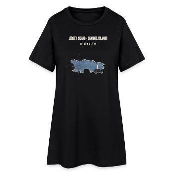 Jersey Island Carte Phare Coordonnée - Robe T-shirt Femme - noir - Devant