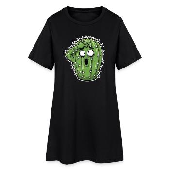 Kaktus Panik Cartoon - Frauen T-Shirt-Kleid - Schwarz - Vorne