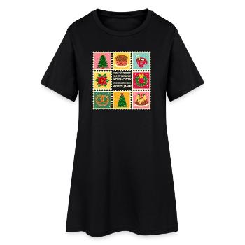 Glutenfreie Weihnachten Muster - Frauen T-Shirt-Kleid - Schwarz - Vorne