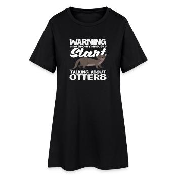 Sprechen Sie Über Seeotter Cartoon - Frauen T-Shirt-Kleid - Schwarz - Vorne