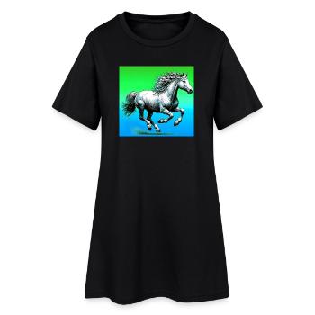 cheval - Robe T-shirt Femme - noir - Devant