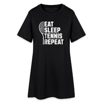Tennis Manger dormir tennis répéter Pull Sweat à capuche - Robe T-shirt Femme - noir - Devant