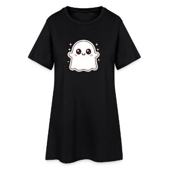 Kawaii Geist mit Glitzer – Halloween Cute - Frauen T-Shirt-Kleid - Schwarz - Vorne