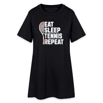 Tennis Eat sleep tennis glitch effect  - Frauen T-Shirt-Kleid - Schwarz - Vorne