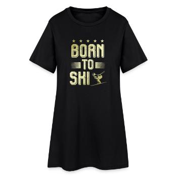 Né pour skier - Robe T-shirt Femme - noir - Devant