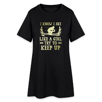 Skiez comme une fille - Robe T-shirt Femme - noir - Devant