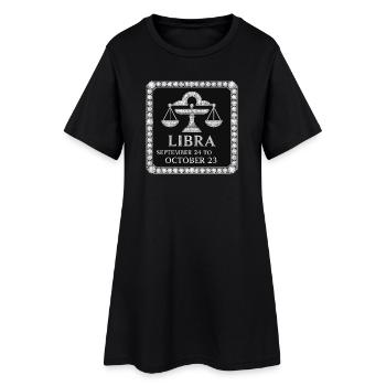 Sternzeichen Waage - Frauen T-Shirt-Kleid - Schwarz - Vorne