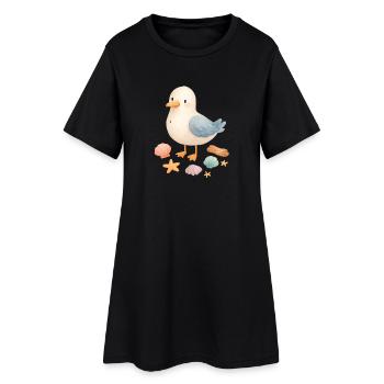Seagull Beach Coquillages Côte Maritime - Robe T-shirt Femme - noir - Devant