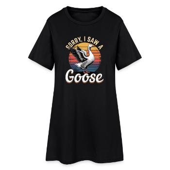 Funny Bird Goose - Frauen T-Shirt-Kleid - Schwarz - Vorne