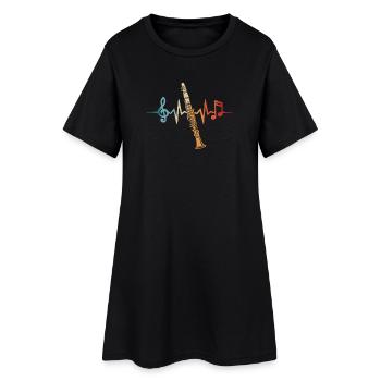 Clarinette, battement de cœur, clarinettiste, musicien - Robe T-shirt Femme - noir - Devant