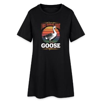 Funny Bird Goose - Frauen T-Shirt-Kleid - Schwarz - Vorne