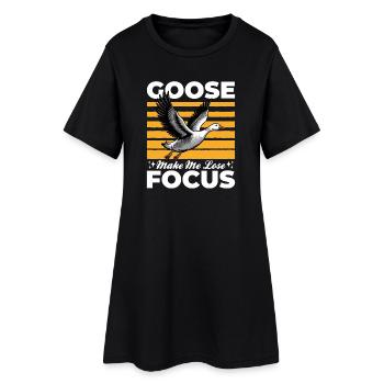 Funny Bird Goose - Frauen T-Shirt-Kleid - Schwarz - Vorne