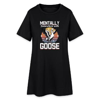 Funny Bird Goose - Frauen T-Shirt-Kleid - Schwarz - Vorne
