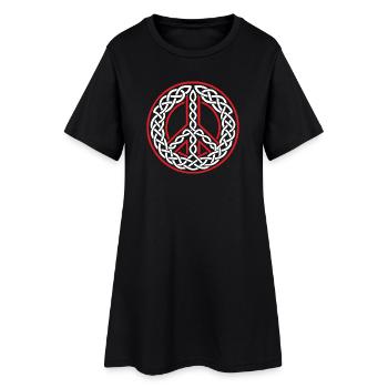 Love and Peace Celtic Triskel in White Knots - Women’s T-Shirt Dress - black - Front